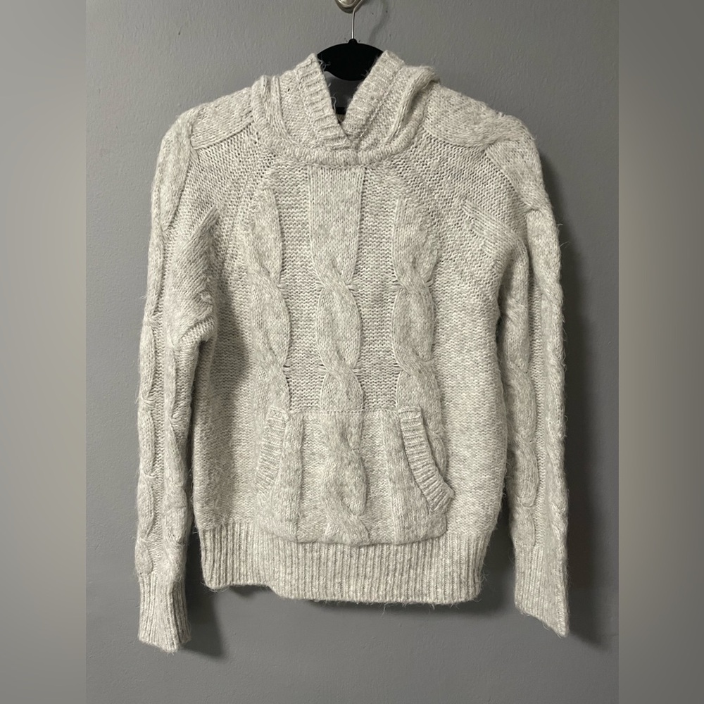 NWT Elie Tahari Alpaca Blend Heather Gray Sweater Hoodie. Size Small